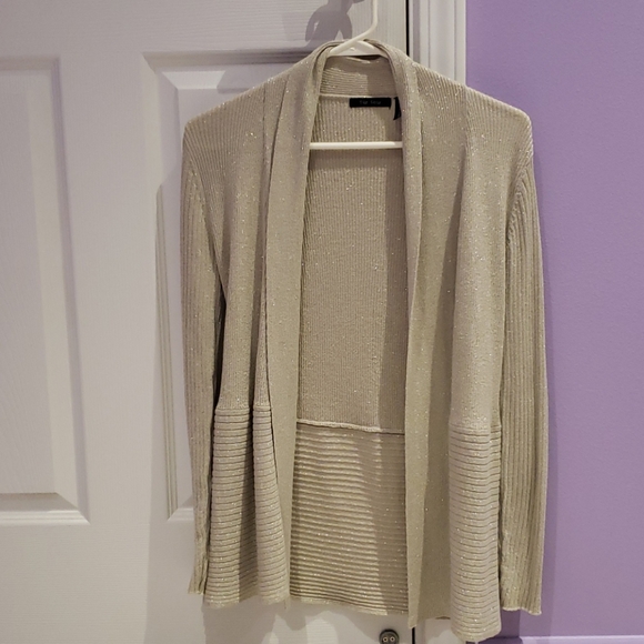 Vice Versa Tops - Light Cream/Tan Sparkly Cardigan